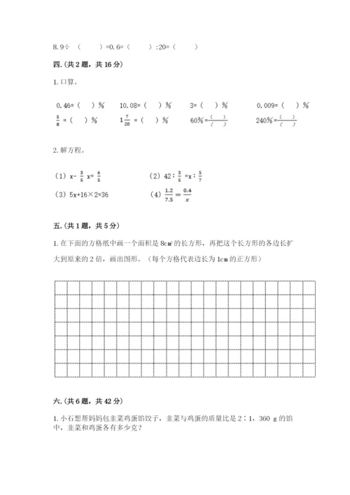 小学六年级数学摸底考试题【名校卷】.docx