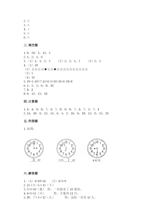 人教版数学一年级上册期末测试卷【培优a卷】.docx