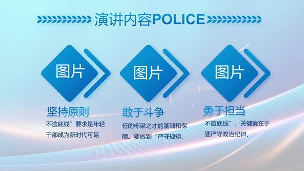 蓝色大气民警工作总结汇报PPT动态模板