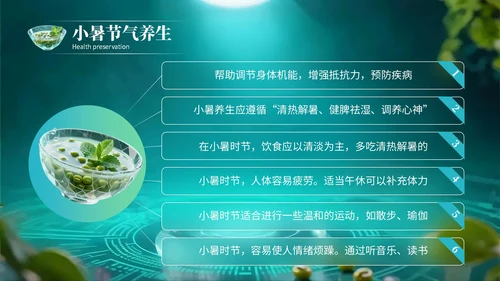 绿色创意风小暑节气讲解节气知识PPT模板