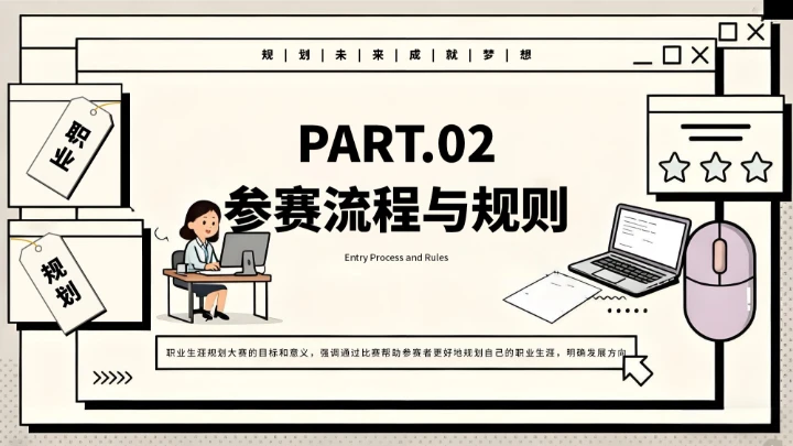 黑白创意简约职业生涯规划大赛通用模板