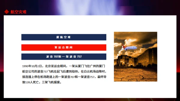 航空灾难飞机坠落坠机事件空难通用PPT模板