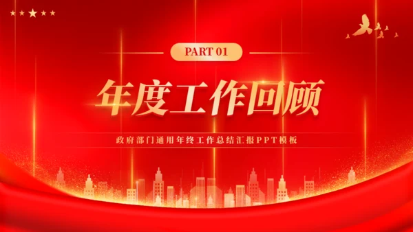 政务中心政府部门年终工作总结通用PPT模板