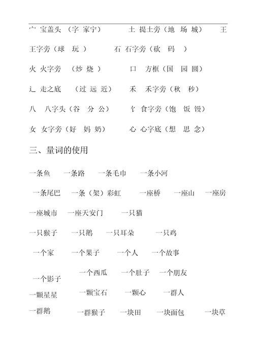 部编版一年级上册语文知识点归纳总结