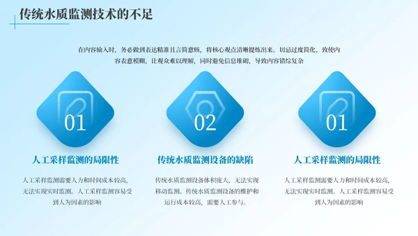 蓝色简约风全球水质改进的智能化之路工作汇报