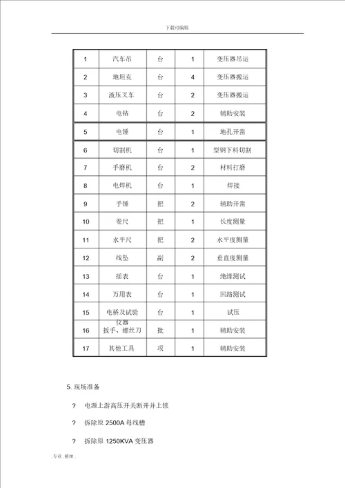 变压器与母线槽安装工程施工设计方案