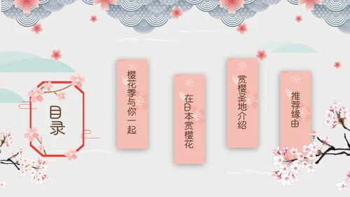 岛国之旅浪漫樱花季通用PPT模板