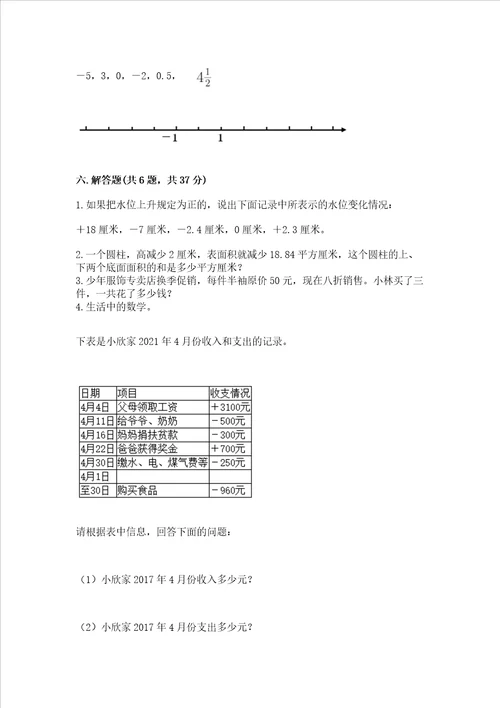 小学六年级下册数学期末测试卷含答案培优a卷
