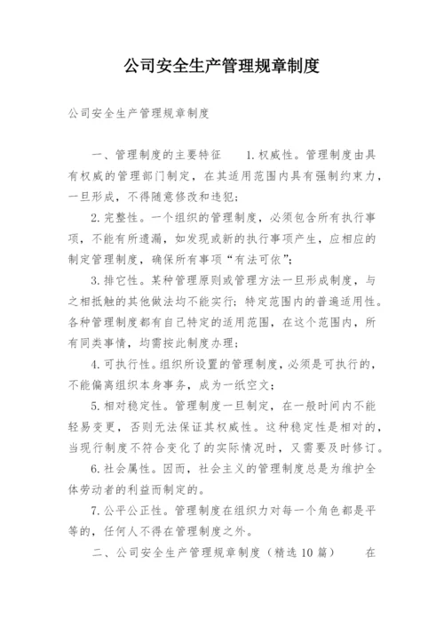 公司安全生产管理规章制度.docx