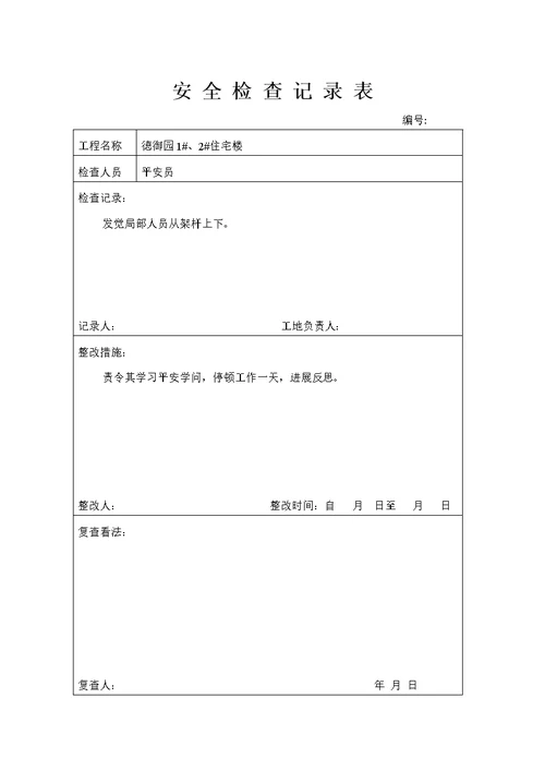 安全检查记录表 (3)