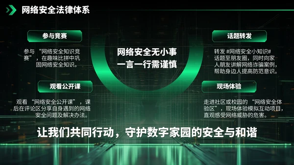 绿色科技风网络安全宣传周科普讲座PPT模板