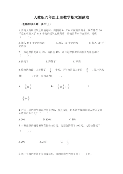 人教版六年级上册数学期末测试卷精品【满分必刷】.docx