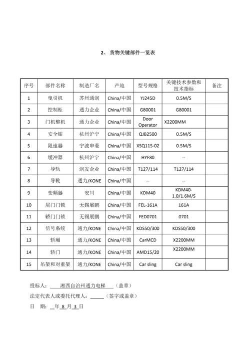 标准厂房项目电梯工程投标文件模板.docx