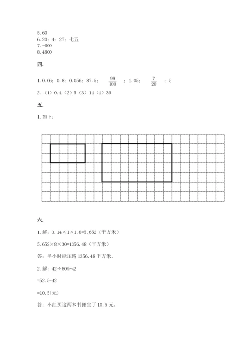 小学六年级数学摸底考试题及参考答案（预热题）.docx