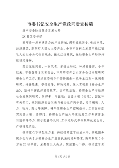 市委书记安全生产党政同责宣传稿.docx