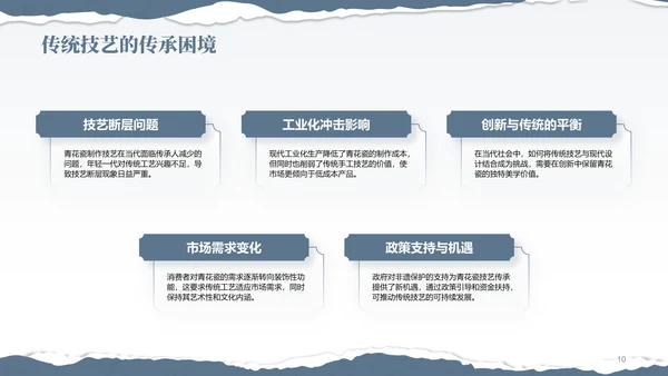 蓝灰色国风非遗传承的当代表达PPT模板