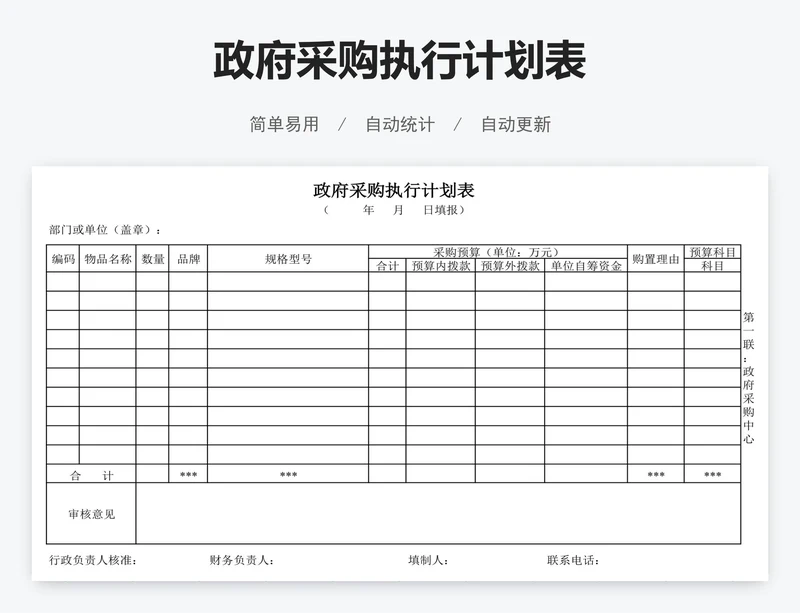 政府采购执行计划表