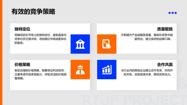 蓝色扁平风创业项目市场分析报告PPT模板