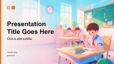 橙色插画风学校教育培训PPT主题