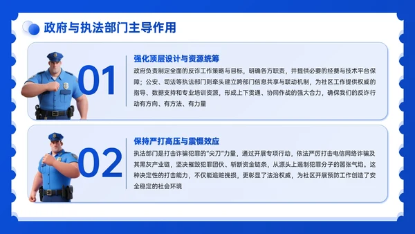 蓝色3D风社区反诈宣传PPT模板