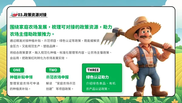 绿色卡通风家庭农场农技培训会PPT模板