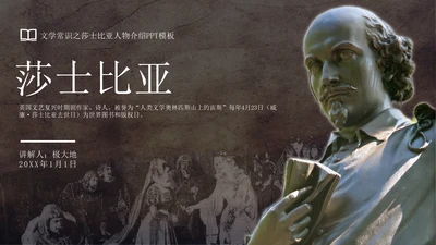 文学常识之莎士比亚人物介绍通用PPT模板
