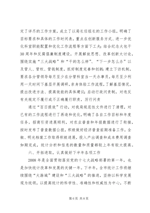 市统计局上半年工作总结和下半年工作安排.docx