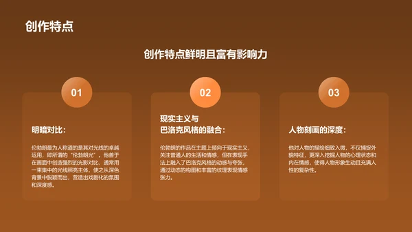 橙色复古风伦勃朗·哈尔曼松·凡·莱因——荷兰最伟大的画家PPT模板