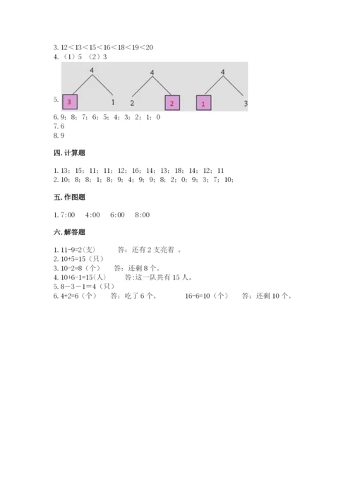 2022人教版一年级上册数学期末考试试卷精品【综合题】.docx