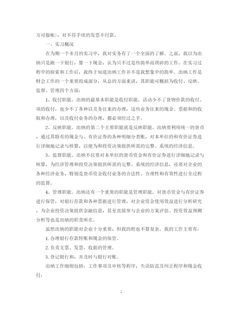 精编之年出纳实习总结范文.docx