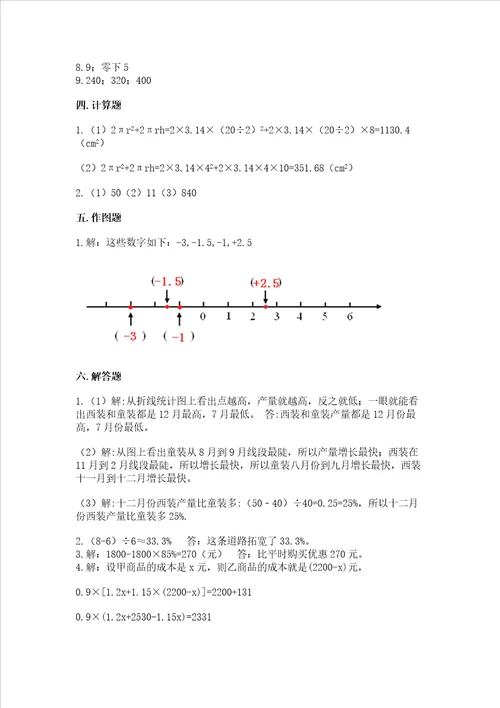 小升初数学期末测试卷及答案精品