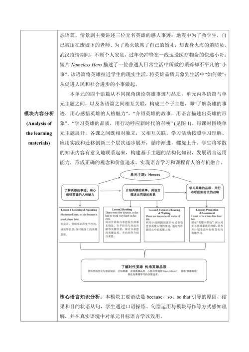 外研版 九年级上册 Module3 Heroes大单元教学设计