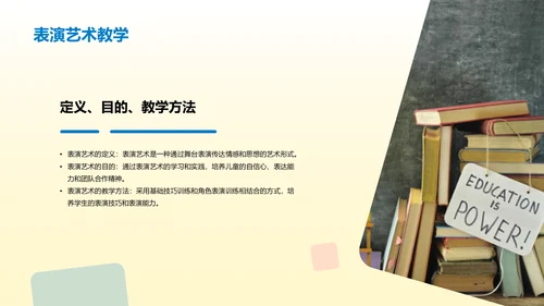 黄色简约扁平儿童创意思维和艺术素养培养PPT模板