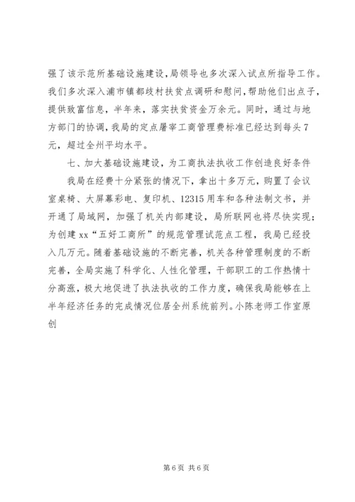 县工商局上半年执收工作情况汇报.docx