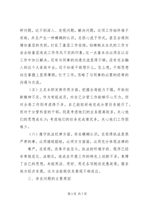 市国家税务局副局长党性分析材料.docx