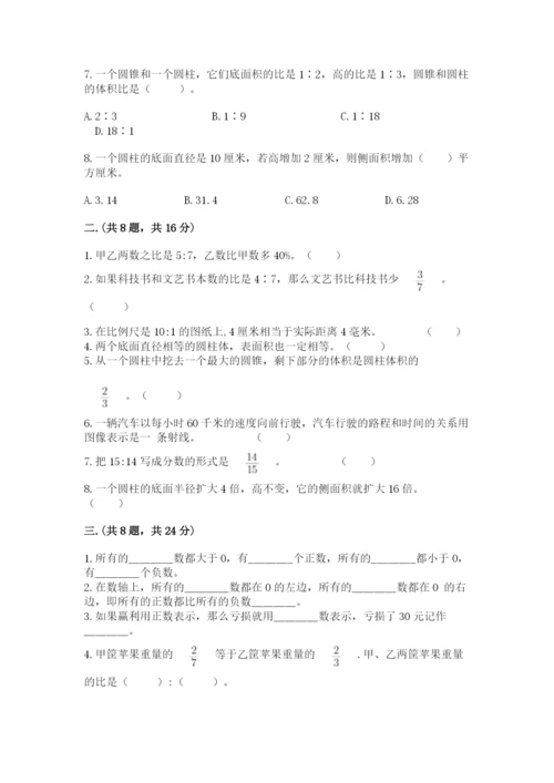 小学六年级升初中模拟试卷精品【达标题】.docx