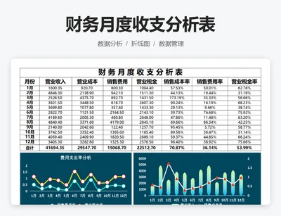 财务月度收支分析表