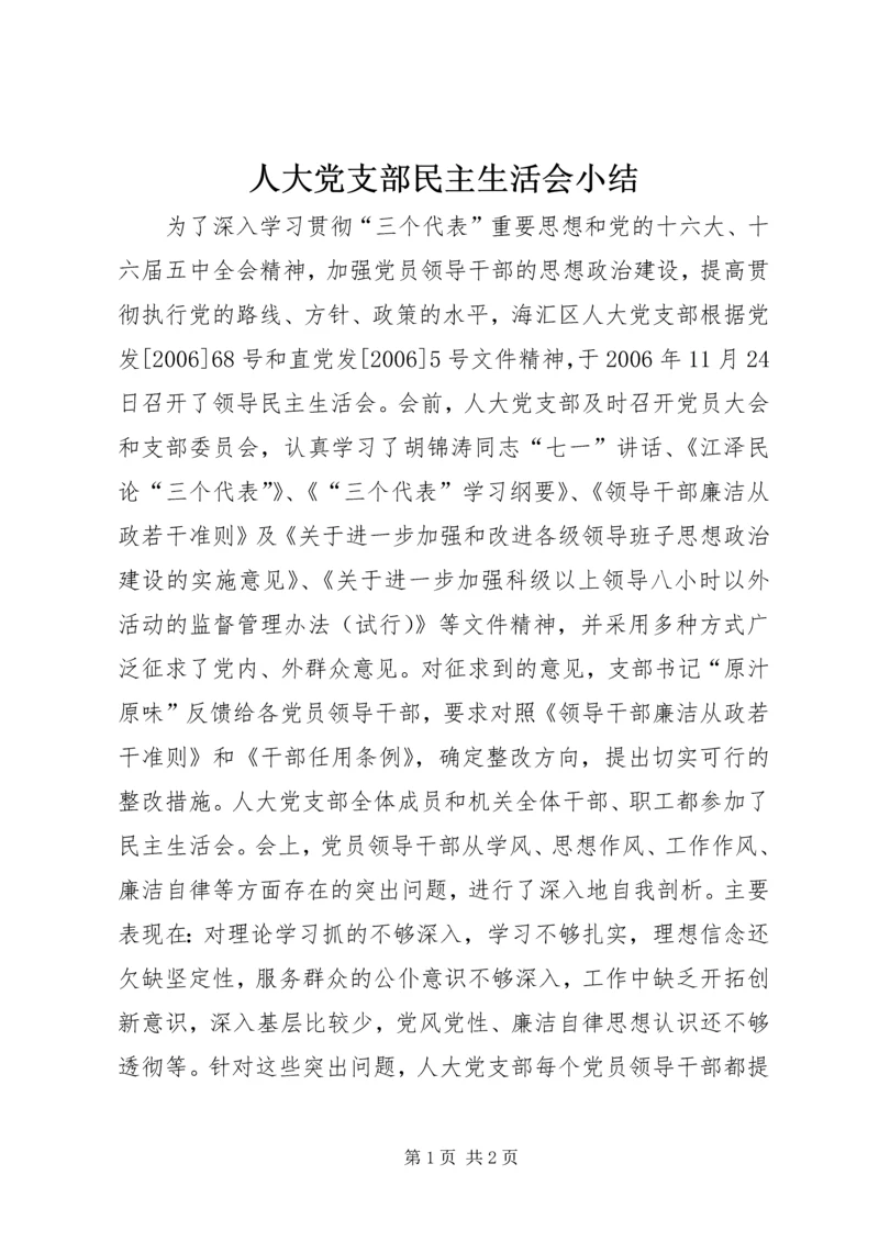 人大党支部民主生活会小结.docx