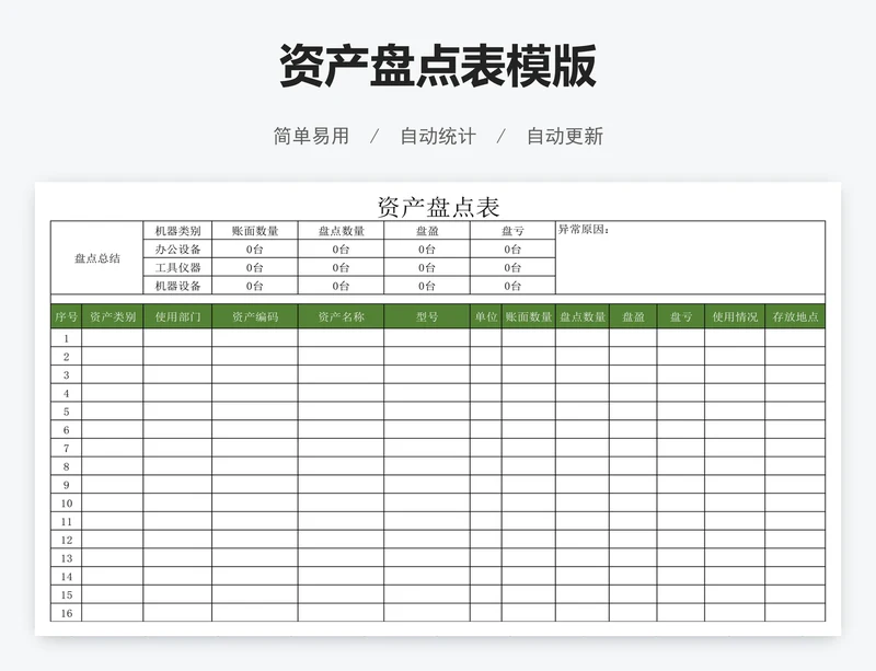 资产盘点表模版