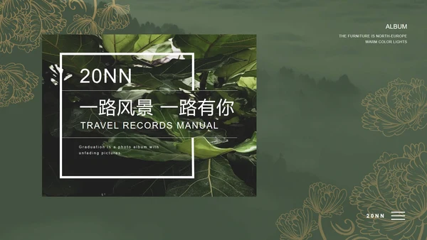 绿色复古风旅行记录相册PPT模板