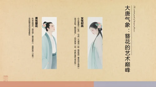 黄色中式复古风格传统文化簪花PPT模板