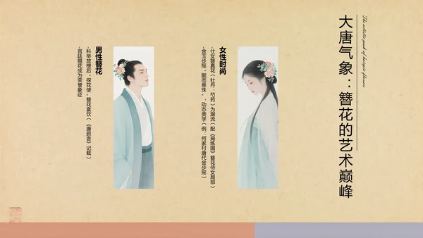 黄色中式复古风格传统文化簪花PPT模板