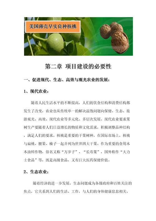 亩美国薄皮核桃种植基地项目建议书