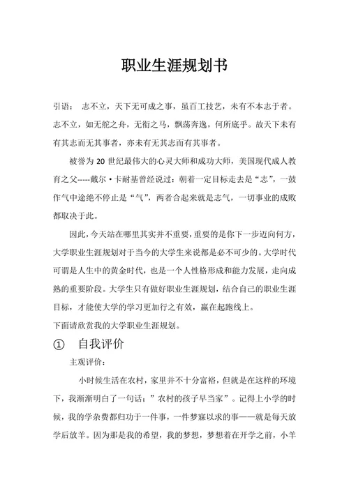 职业生涯规划书