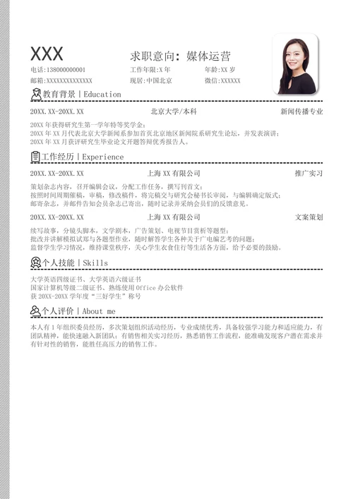 简约黑白几何运营个人简历套装
