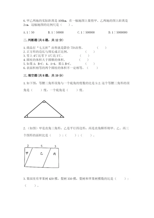 石家庄市鹿泉市六年级下册数学期末测试卷完整版.docx