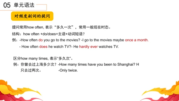 Unit2 How often do you exercise 单元复习课件【人教（2024秋）八上