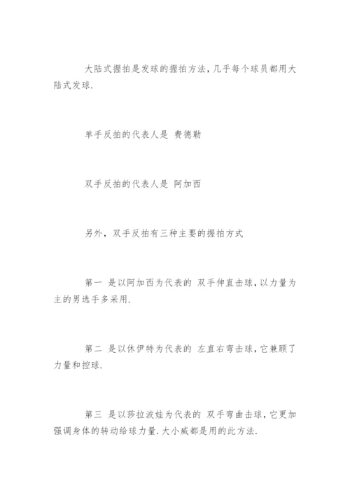 网球拍握法种类及特点.docx