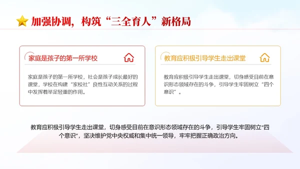红色简约国潮党政风大思政格局学校意识形态党课学习PPT