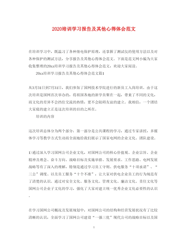 精编培训学习报告及其他心得体会范文.docx